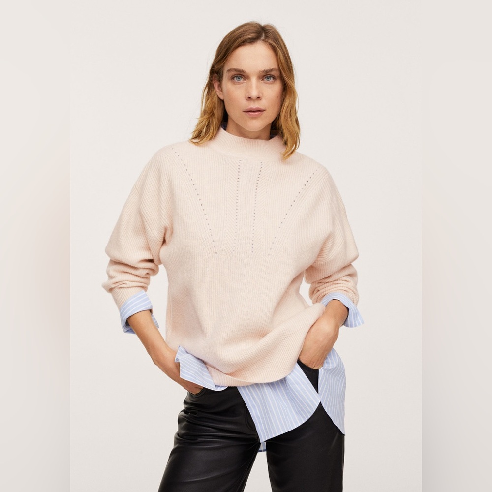 MANGO Contrasting Knit Sweater